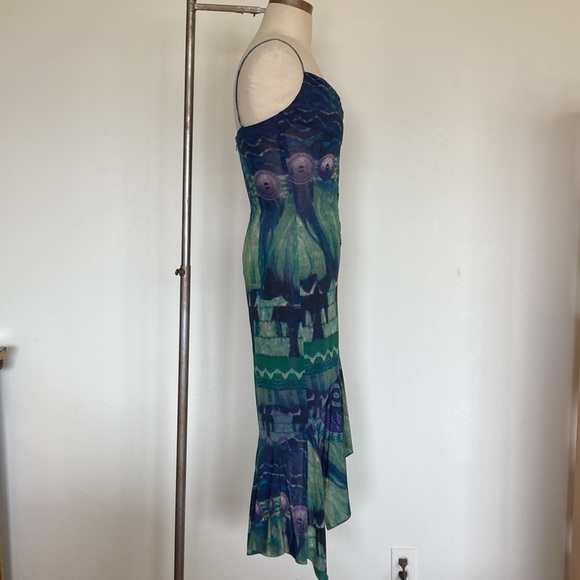 Mandalay Y2K asymmetrical cocktail dress, sequins, cowl neck, spaghetti straps 4 - Picture 5 of 12